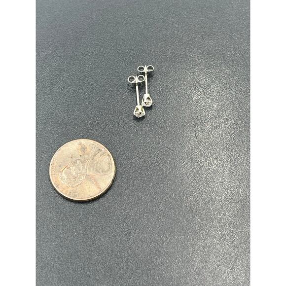 Vintage Studex 585 14k White Gold Clear Cubic Zirconia 3mm Stud Earrings - Picture 6 of 9